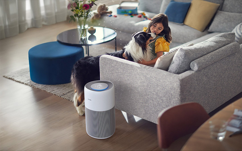 Luftreiniger mit HEPA-H13-Filter zur Reduzierung von Pollen, Hausstaubmilben und Tierhaaren im Haushalt von Allergikern