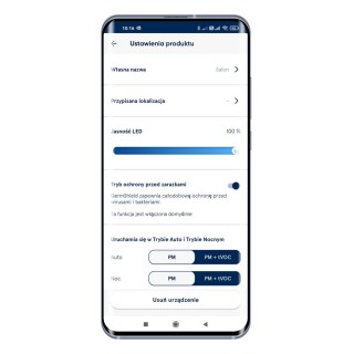 Screenshot von der Blueair-App - Einstellungen