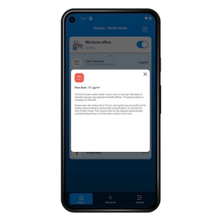 Screenshot der Venta-App - Information über den PM2.5-Wert